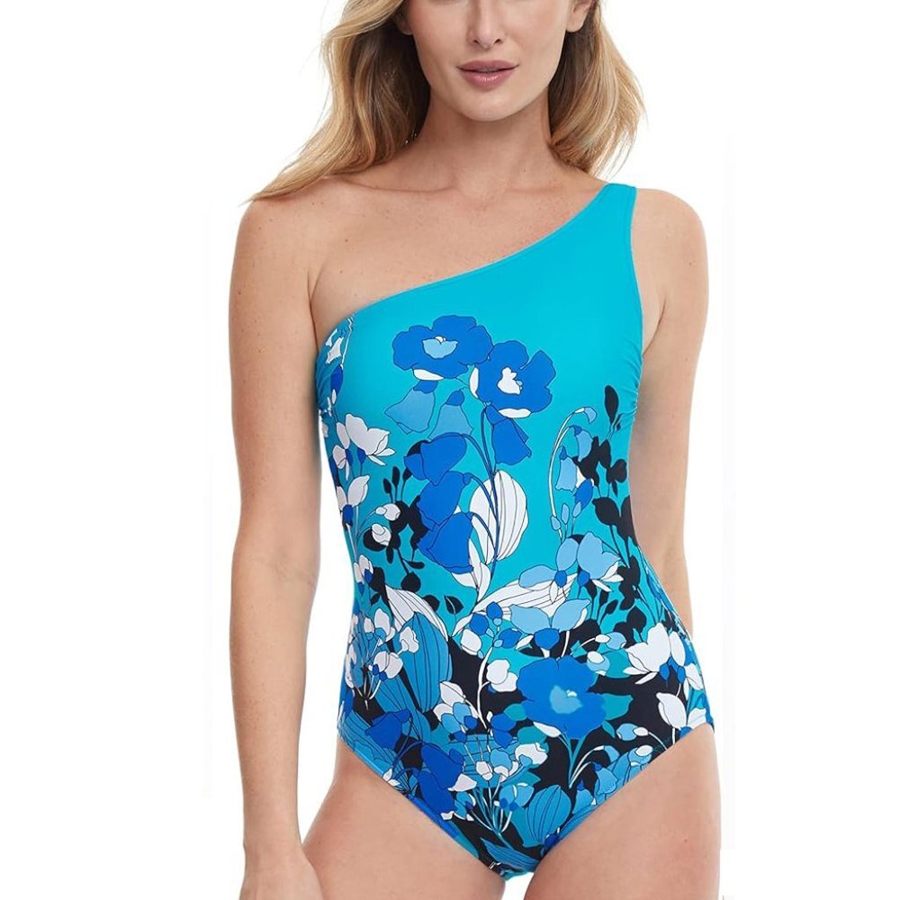 NWT Gottex Women's Standard Floral Art Shoulder One Piece 12